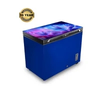 VISION Glass Door Chest Freezer RE-150 Liter Blue Eustoma Flower