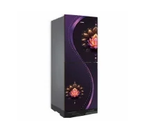 VISION Glass Door Refrigerator RE-196 Liter Jewel Flower Bottom Mount