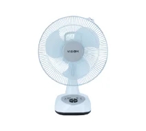 VISION Rechargeable Table Fan 12 White With USB Charger
